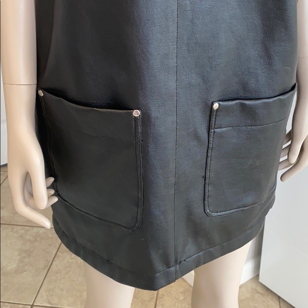 iLANA leather look black overall mini dress - Picture 6 of 14